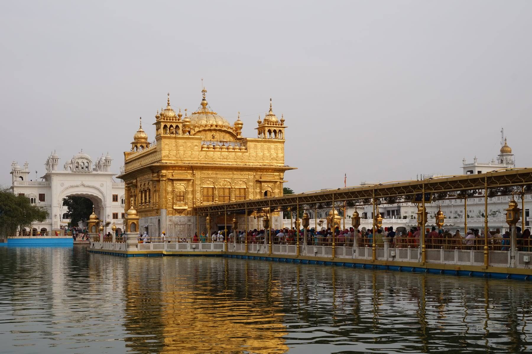 The Golden Temple, Harmandir Sahib, reflected in its sacred pool at Amritsar