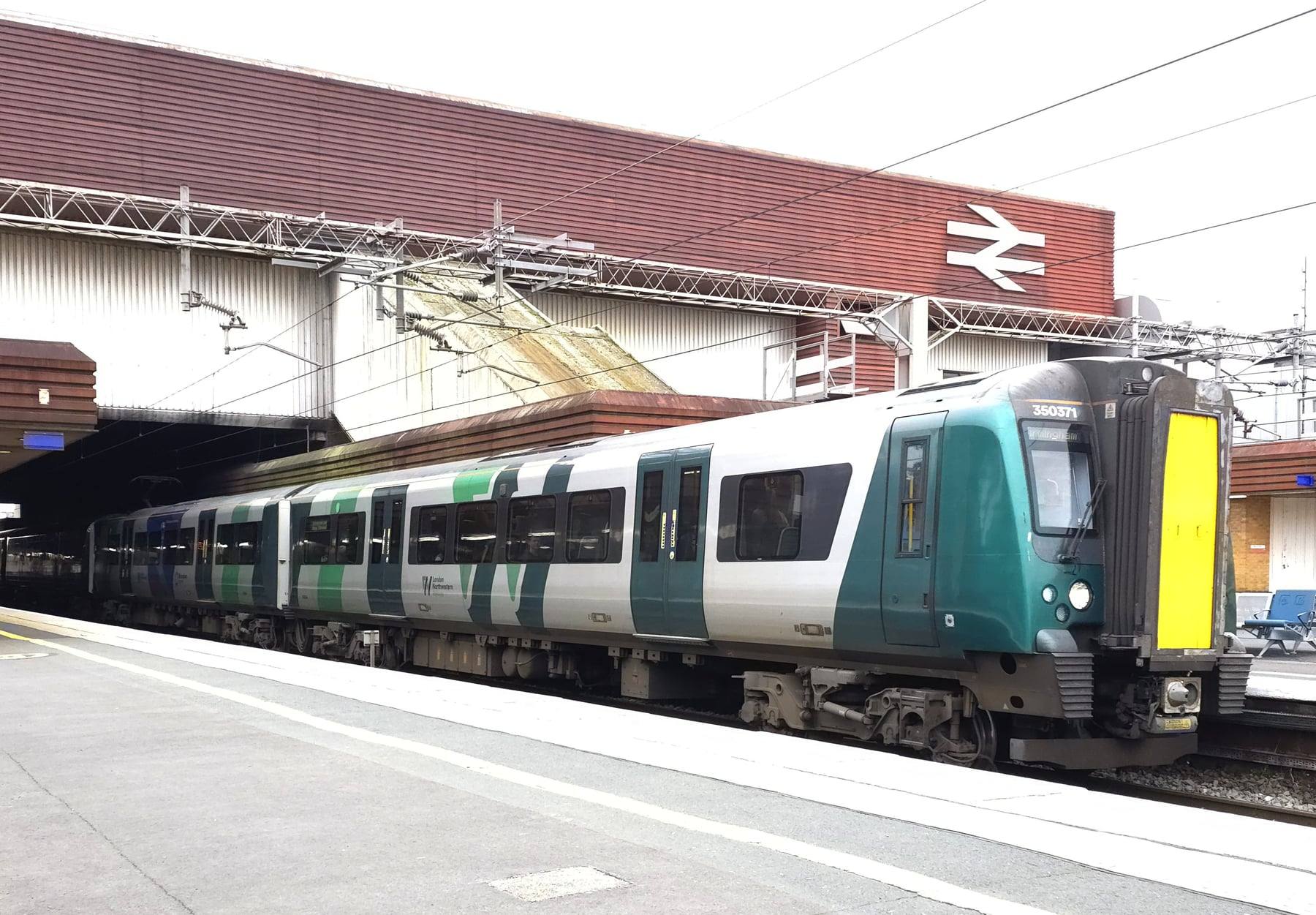 A London Northwestern Railway train at Birmingham International railway station
