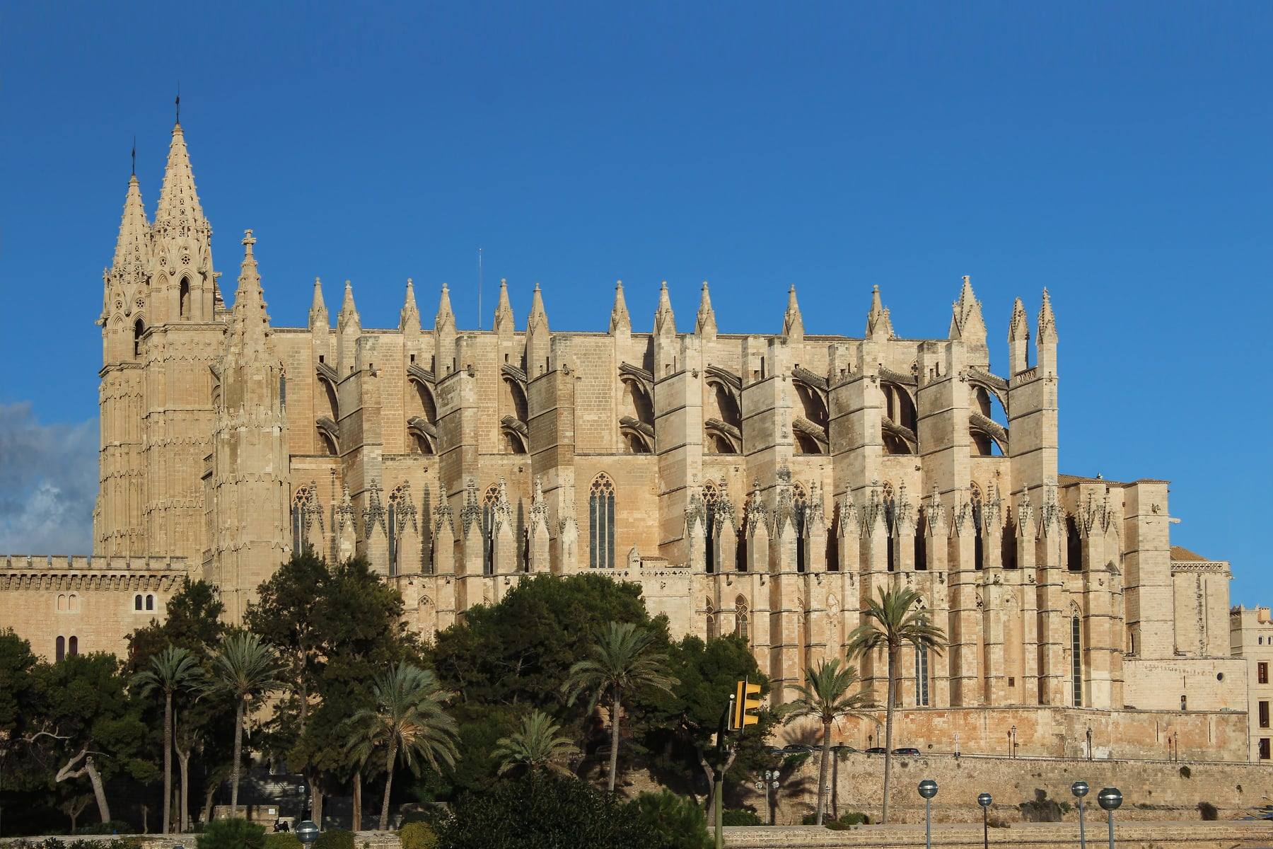 Palma Cathedral, La Seu, above the seafront of Palma de Mallorca